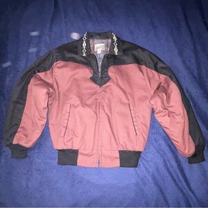 Vintage Express Riders Jacket Mens M Burgundy South Western Bomber Blanket Lined
